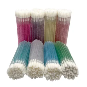 50 PCS Colorful Eyelash Makeup Scrub Cotton Glitter Disposable Handle Brush Tool Applicator Lipgloss Wand Lipstick Gloss Lip