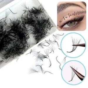 500Fans M L Curl 6mm 7mm Professional Handmade Synthetic Hair Russian Volume Winged Thin Pointy Base Premade Eyelash Extension