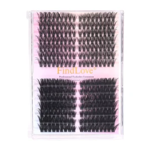 50P 80P Fox DIY Cluster Lashes C Curl Mixed-Length Soft Dramatic Cat-Eye Lashes