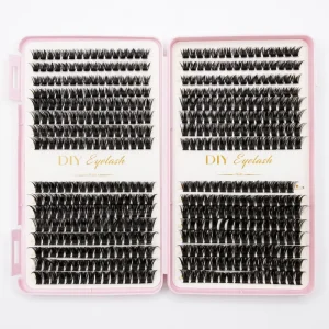 512 Clusters Dramatic Mixed Length Faux Mink Lash Clusters Book 32 Rows Full Volume Fluffy DIY Eyelash Extensions OEM