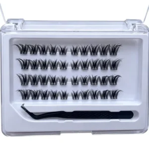 52 Pcs Wispy Lash Clusters Kit With Applicator Tweezers Transparent Case DIY False Eyelashes