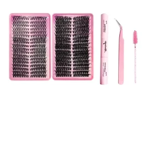 530PCS Tray Handmade Manga Lashes Anime Angel Look Mixed Segments Cruelty-Free Black Cotton Stalk Private Label
