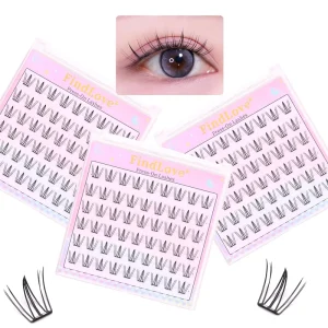 54pcs C Curl Glue Free Eyelashes 9-11mm Jelly-Airy Press-On Cluster Lashes Self-Adhesive Slim Lashes for Natural Look