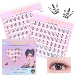 54pcs Glue Free Lashes Jelly Airy Press On Eyelashes C Curl 9-11mm No Glue Needed Cluster Lashes