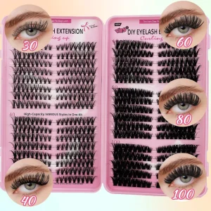 576 European and American Style Cluster Eyelash Book Segmented Eyelash Set Large-Capacity Thick Eyelashes