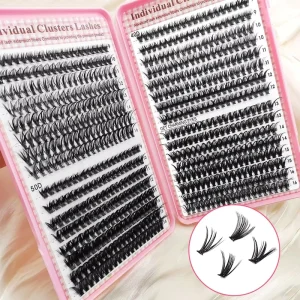 590Pcs 30D 40D 50D Mix Individual Natural Clusters Lashes 9-16mm DIY Lash Extension Kit C Curl Lash Book