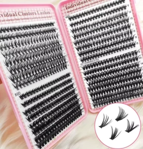 590Pcs 30D 40D 50D Mix Individual Natural Clusters Lashes 9-16mm DIY Lash Extension Kit C Curl Lash Book