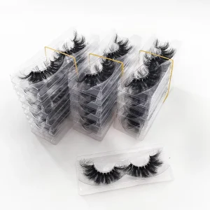 5D 100% Real Mink Eyelashes Clear Band Natural Fluffy Soft Handmade Transparent Band Mink Eyelash free box