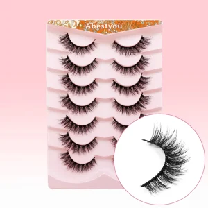 5D 7PAIR Short Natural Messy Soft and Fluffy Lashes Extensions Custom Logo Box Bulk Makeup