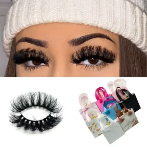5D 8D 25MM Fluffy Mink Eyelashes Private Label 25mm 3D Strip Eye Lash with Custom Logo Real Mink Material