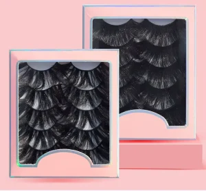 5D Faux Mink Eyelashes Multilayered Fluffy Thick 5 Pairs 25mm for Dramatic Party Makeup Dropshipping