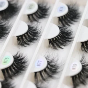 5D Fluffy Full Strip False Mink Eyelashes Synthetic Hair with Black Cotton Band Length Natural Private Label Black