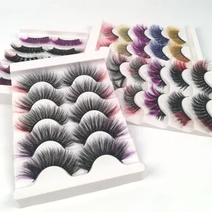 5D Fluffy Full Strip Faux Mink Eyelashes Colored Lashes Mink Lash Strips
