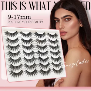 5D Fluffy Full Strip Mixed Lengths False Eye Lashes Natural Black Band Eyelashes Fan Eyelashes