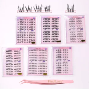 5D Fluffy Silk Lashes Handmade Self Adhesive Cluster Press On Lashes No Glue Needed Personalized