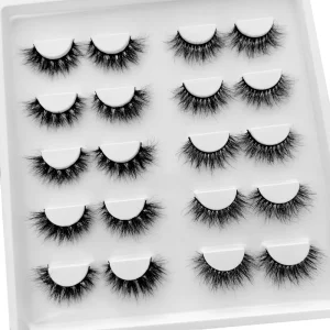 5D Mink Eyelashes Vendor 5 Pair to 10 Pair Eyelash Books in 16mm 18mm 20mm 25mm Sizes