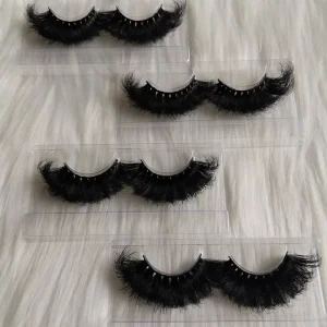 5D Natural Full Strip Eyelash With Custom Packaging Box 100% Real Mink Fluffy Eyelashes 25mm Lashes