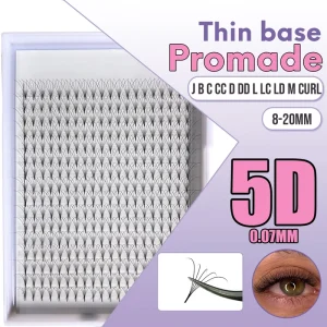 5D Slim Base Middle Long Stem 0.07 Volume Premade Sharp Base Eyelash Extensions Needle Pointy Stem Promade Volume Fans Large Box
