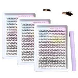 5D Spiky Manga Style Jet Black Thin Transparent Band Reusable DIY Cluster Lashes for Anime Cosplay