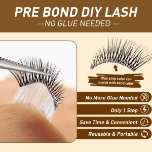 5D Synthetic Hair for Lashes Private Label Handmade Black Band Glow Dark Reusable Cruelty Free Stage Strip Eyelashes