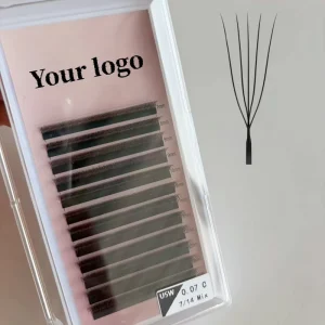 5D U Shape Natural Long Eyelash Extensions 16 Rows Super Soft Full Dense Easy to Fan Premade Fans Synthetic Hair Handmade