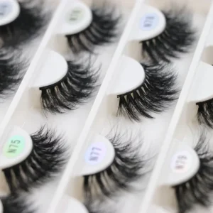 5D for Fluffy Full Strip False Mink Eyelashes Synthetic Hair with Black Cotton Band Length Natural Private Label Black