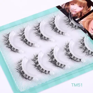 5Pairs L Curl Lashes Manga Lashes 3D Clear Band Lashes Natural Look Wispy Fluffy Individual Eyelashes