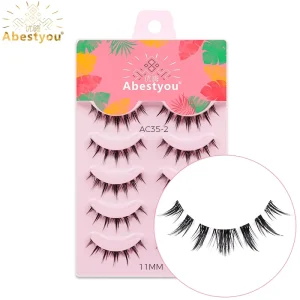 5pair 11mm Thick Wispy Individual Cluster Lashes Transparent Strips Clear Band Mink Korea Ciglia Finte Wet Eyelashes