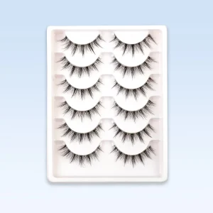 6 Pairs Cruelty Free Natural Black Faux Mink Lashes Soft Wispy Handmade False Eyelashes with Lightweight Band Russian for