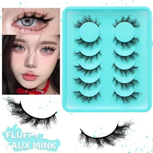 6 Pairs Fluffy Lashes Full Strip Faux Mink Eyelashes with Logo Beauty Supplies in Different Lengths Handmade Lashes