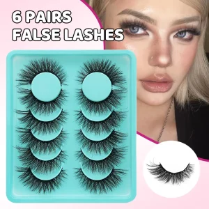 6 Pairs Handmade Faux Mink Lashes Full Strip False Eyelashes Soft Lightweight Fake Lashes Beginner Friendly