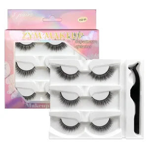 6 Pieces Self adhesive Reusable False Eyelashes Featuring Dual Adhesive Strips Designed For Easy Application Natural Length