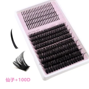 600 Cluster Spikes Fairy False Eyelashes 100D DIY Segment Cluster Lash Sharp Wispy Volume Individual Faux Mink D Curl Lashes