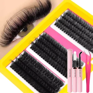 6080100D Lash Clusters Kit D Curl 3Styles 12 18mm Wispy Cluster Lashes Kit Soft and Comfortable False Eyelashes Extension Kit
