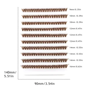 60D Brown Synthetic Hair False Eyelashes 200 Clusters Large Capacity segment DIY lash Style for Thick Dense Colorful