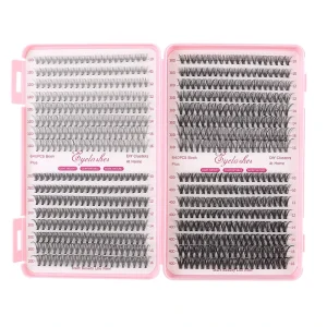 640PCS D Curl Wispy Synthetic Hair False Eyelashes 3D Effect 72h Long Lasting Easy Application