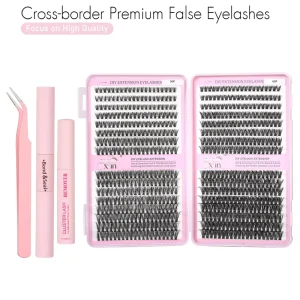 640PCS DIY Lash Book 50P 60P Mixed Cluster Lashes Wispy Individual Segment Eyelash Extensions Thin Band