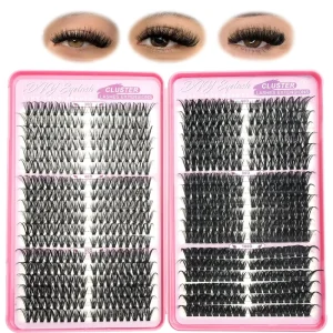 648PCS Cross border False Eyelash DIY SemiHand Made Segmented Hair Natural Black Cotton Band Large Capacity for Eyelash Book Set