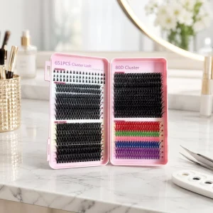651 Clusters DIY Full Strip Eyelash Set Reusable Large Capacity Colorful Mixed Segmented Eyelash Extension Tool Kit Cluster Lash