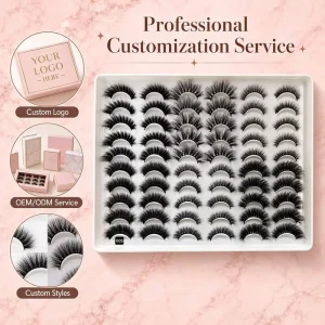 6D Faux Mink Lashes Dramatic Fluffy Volume 30 Pairs Tray for Professional Stage Makeup Custom Logo