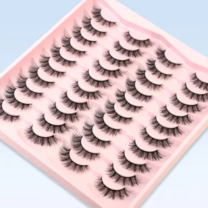 6D Silk Eyelashes 10 20mm 20 Pairs Fluffy Middle Long Lashes Natural Black Vegan Faux Mink Eyelashes