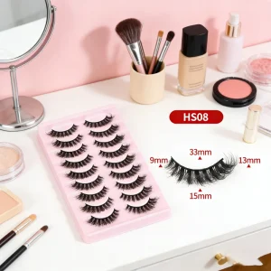 6D Synthetic Faux Mink Eyelashes Clear Band Natural Wispy Fluffy False Lashes Pack 5/10 Pairs Fake Eye Lashes