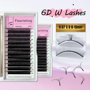 6D W Shape Eyelash Extension Clover 3D 4D 5D 6D YY Eyelashes Private Label 6D W Lash Trays
