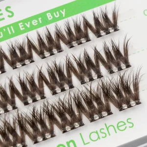 7 10 Day Hold Strong Adhesive Press Lashes OEM Brown Glue Free 3D Cluster Cruelty Free Plant Fiber Eyelashes Full Strip
