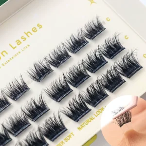 7 10 Days Pre Glued Handmade Thin Soft Invisible Band False Eyelashes Self Adhesive Press on DIY Cluster Lashes