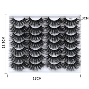 7-14 Pairs Pack Reusable 20mm Fur Lashes Messy 5D Faux Cils Effet Extension Russian Strip Handmade Full Volume