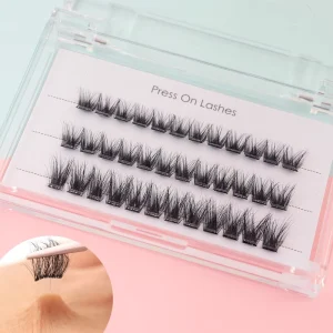 7 15 Day Full Strip Cat Eye Eyelash Kit 100% Handmade Lash Clusters Pre Glued Cruelty Free 3D Effect Plant Fiber Custom Logo