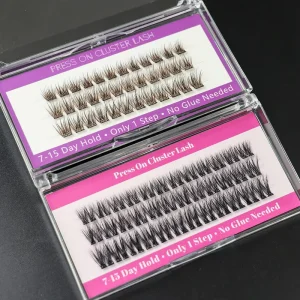 7-15 Day Lasting Pre Glued Vegan Waterproof Cluster Lashes Handmade Full Strip Transparent Plastic Band Cruelty Free Reusable