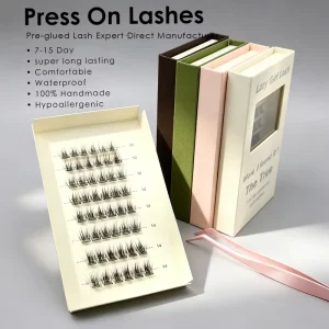 7 15 Day Long Lasting Press on Lashes Waterproof 100% Handmade DIY Eyelash Extensions Wispy Fluffy Natural Looking Fake Lashes