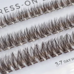 7 15 Day Long lasting Brown Faux Mink Eyelash Extensions Self Adhesive Press on Cluster Lashes Vegan Individual No Glue Lash